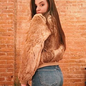 Light brown vintage rabbit fur coat size S/M